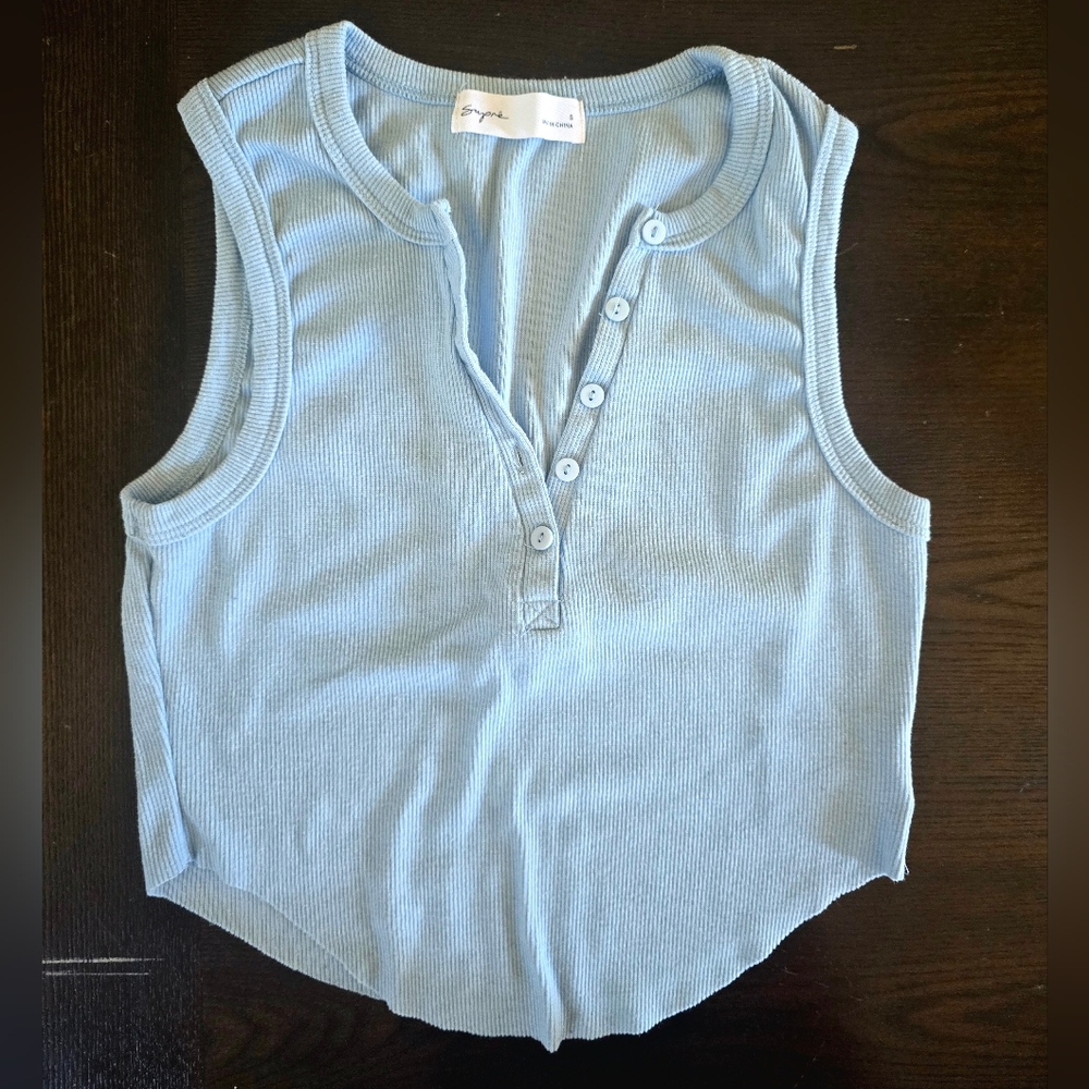 SUPRE Light Blue Ribbed Tank Top